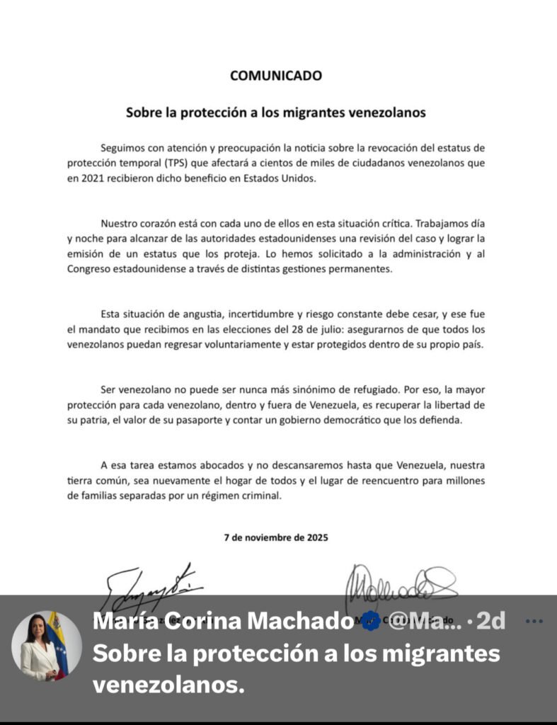 María Corina Machado con los Venezolanos del TPS